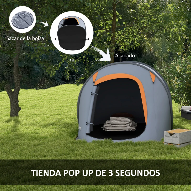 Outsunny Tienda de Campaña Pop-Up para 2-3 Personas Plegable Impermeable de 2000 mm con Bolsa de Transporte 245x148x105 cm Gris
