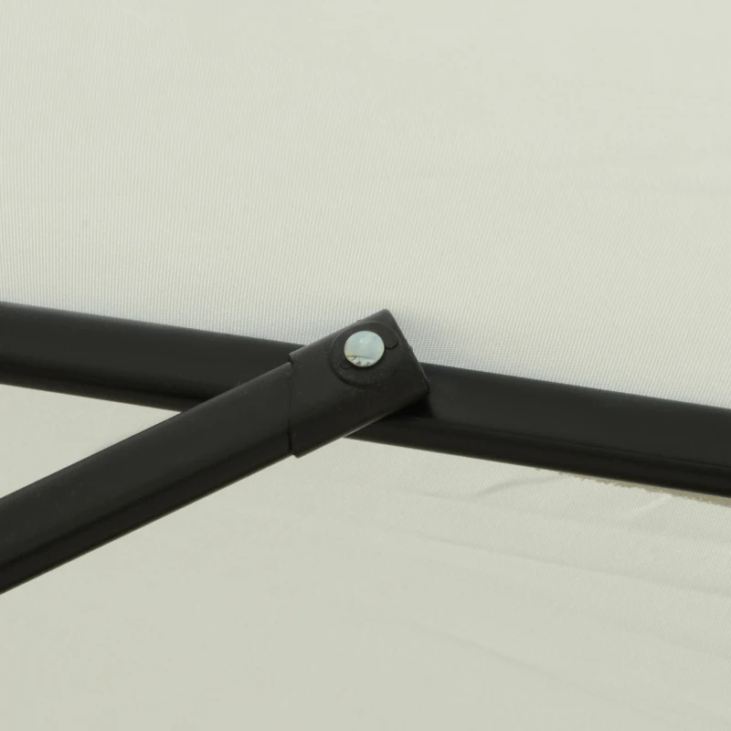 Outsunny Ombrellone Rotondo Inclinabile con Manovella, in Alluminio, Metallo e Poliestere, Ø266x248.5 cm, Bianco Crema