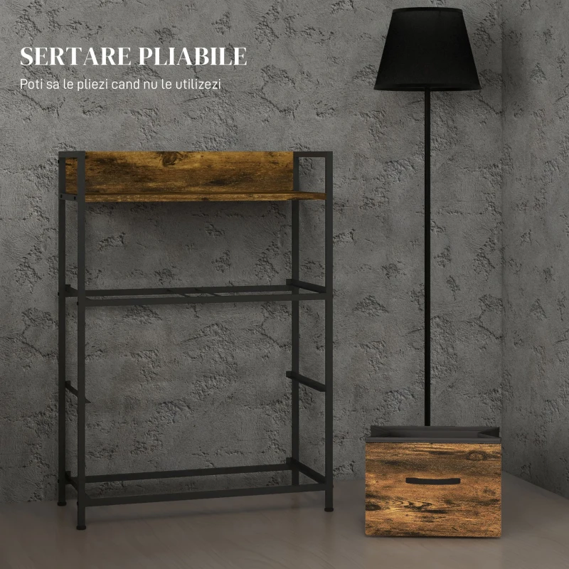 HOMCOM Comodă cu 4 Sertare Detaşabile, Pliabile şi Raft de Depozitare, 60x29x85 cm, Maro şi Negru