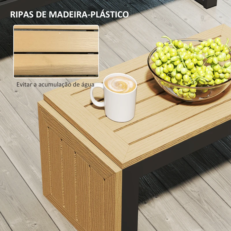 Outsunny Conjunto de Jardim de 3 Peças Móveis de Exterior com 2 Sofás de 2 Lugares e Mesa de Centro Versátil Conjunto de Sofá de Exterior  Cinza