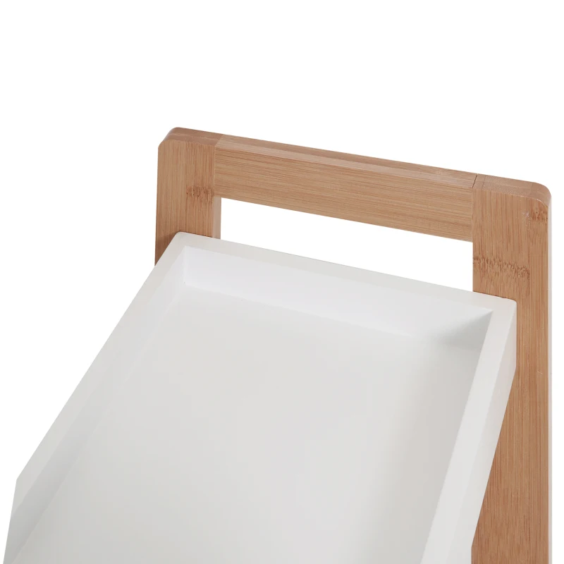 HOMCOM Móvel Auxiliar de banheiro com 3 Prateleiras Organizadoras de Bambu 27,5x20,8x74 cm Cor Branco e Natural