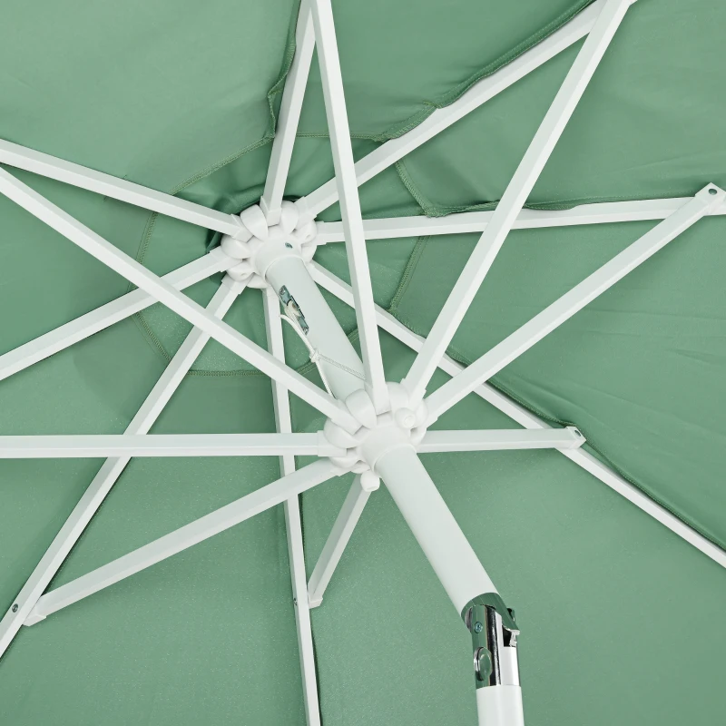 Outsunny Umbrelă de Grădină Înclinabilă cu Franjuri, Manivelă şi Tijă în 2 Secţiuni, Ø2.65x2.45 m, Verde