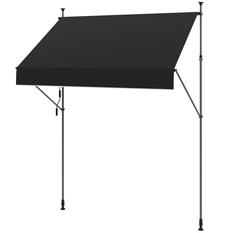 Outsunny Toldo Manual Retrátil 200x120 cm Toldo Exterior Enrolável Altura Ajustável com Manivela 210-310 cm Proteção UV30+  Preto