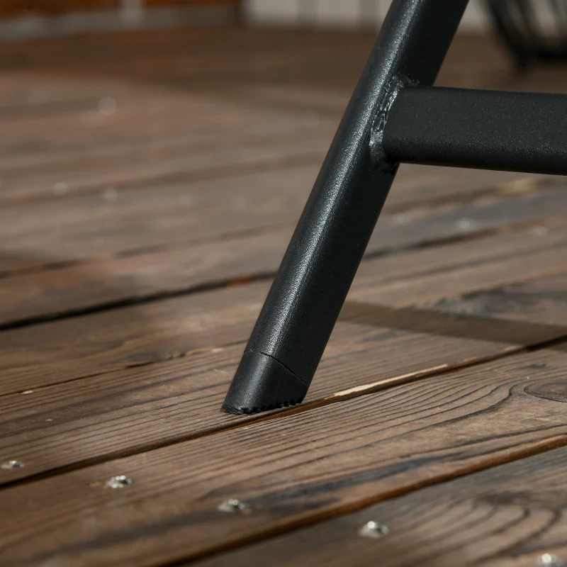 Outsunny Table à manger de jardin pliable avec plateau verre trempé table extérieure avec trou de parasol 110 x 70 x 70 cm noir