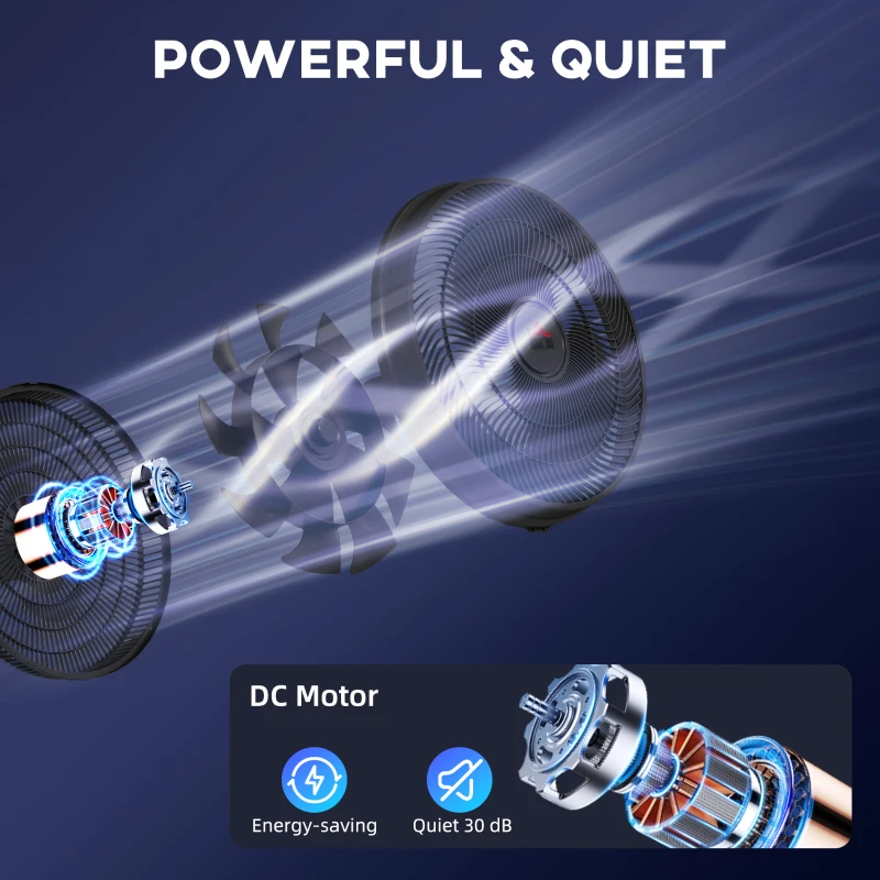 HOMCOM Pedestal Fan with Oscillating, Tilt, Adjustable Height, Black