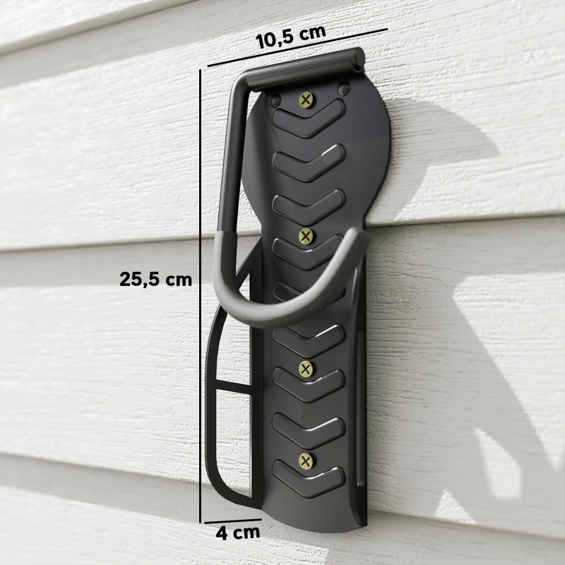 SPORTNOW Lot de 4 support de vélo mural crochet de mur pour cintre de vélo pour intérieur et extérieur 25,5 x 10,5 x 4 cm noir