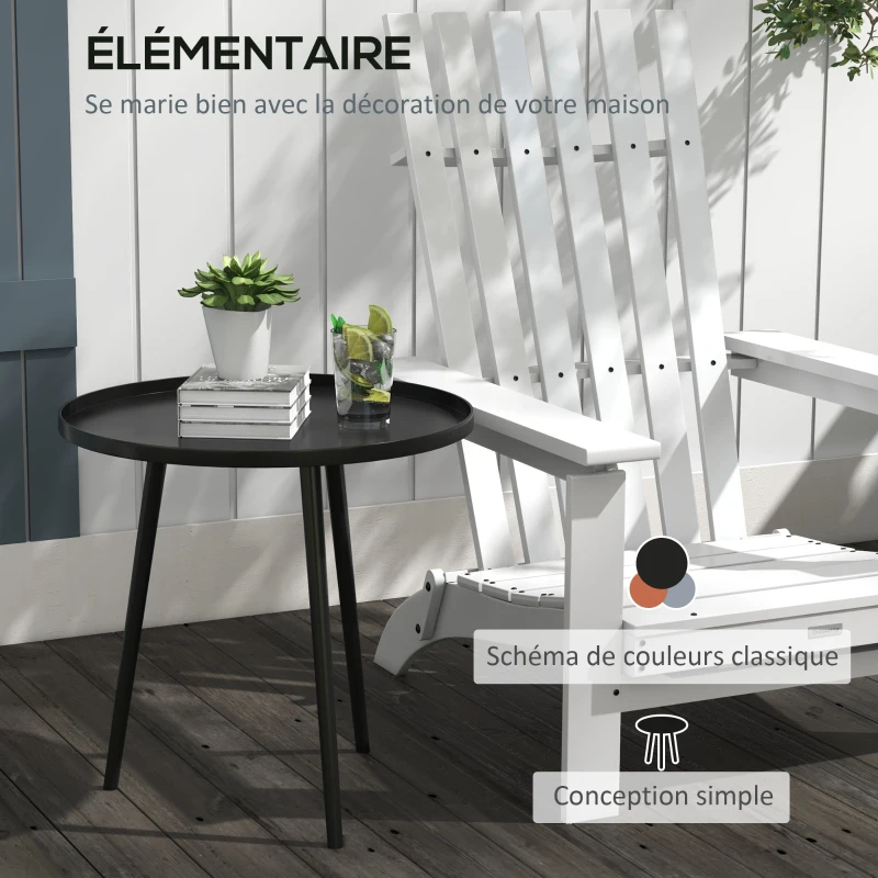 Outsunny Table basse de jardin ronde, table d'appoint extérieur avec bord rond en acier, dim. Ø40 x 50H cm noir