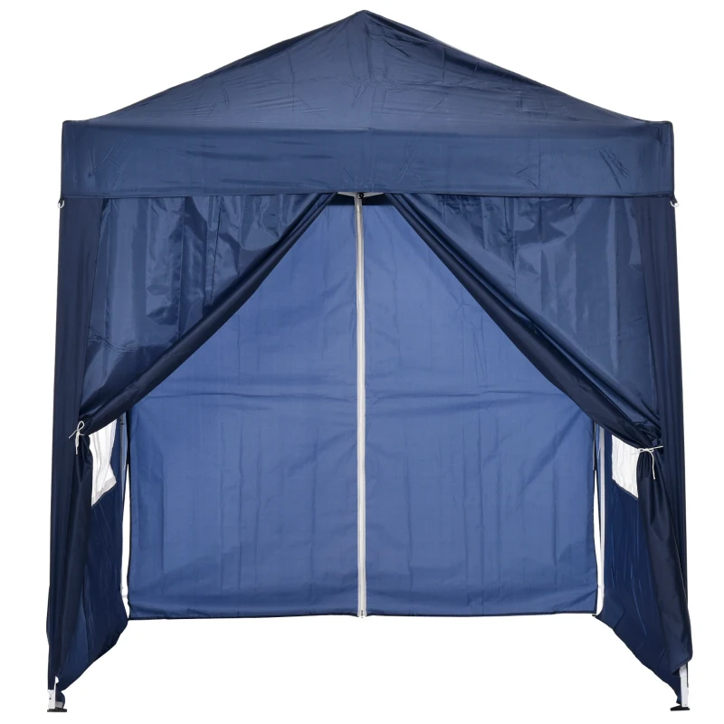 Outsunny Faltpavillon, Bierzelt, 4 abnehmbare Seitenwände, 2 Fenster, Metallrahmen, 2 x 2m, Blau