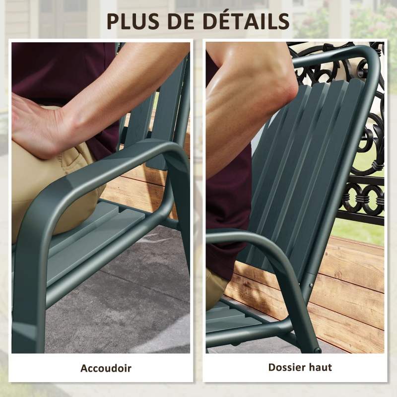 Outsunny Lot de 4 chaises de jardin chaises empilables d'extérieur avec haut dossier et accoudoirs cadre en acier 56x66x91cm gris