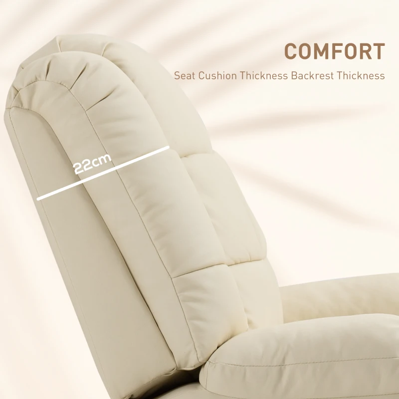 HOMCOM Fotel masujący, fotel relaksacyjny, 8 punktów wibracyjnych, funkcja leżenia, skóra ekologiczna, kość słoniowa, 94x99x99cm