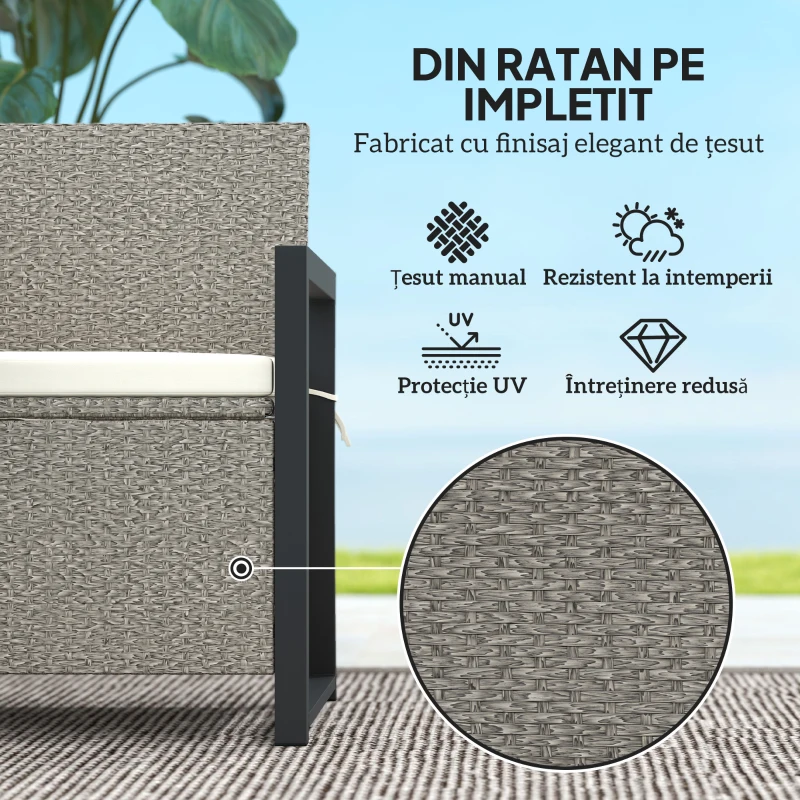 Outsunny Bancă de Grădină cu Spațiu de Depozitare, 117x60x86 cm, Alb Crem