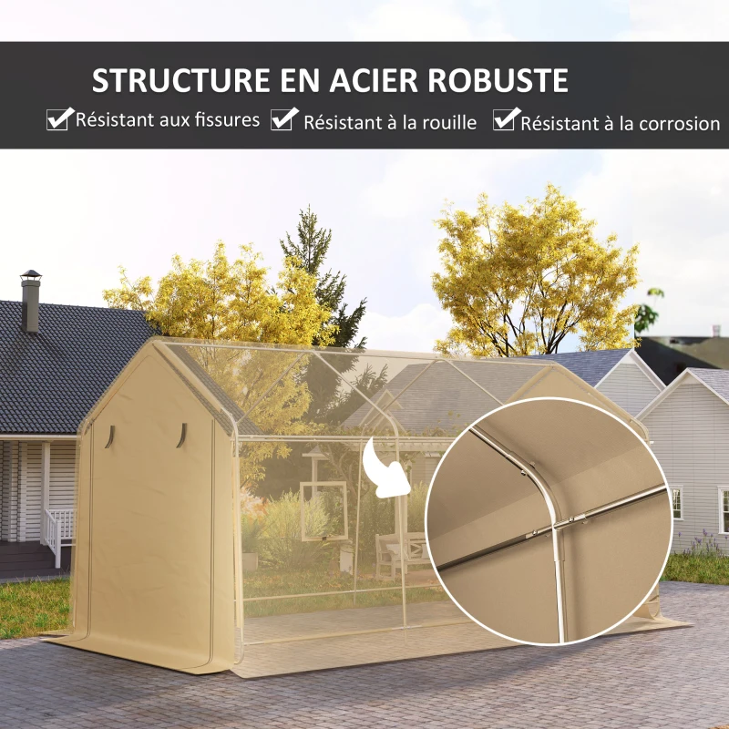 Outsunny Carport tente de garage 3 x 5,2 m, abri voiture extérieur carport pour voiture avec porte enroulable amovible jaune
