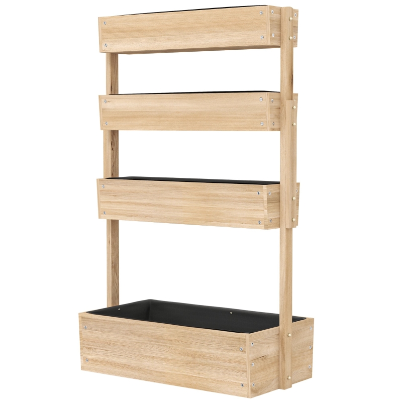 Jardinière sur Pieds en Bois avec Tablettes Latérales Trous de Drainage