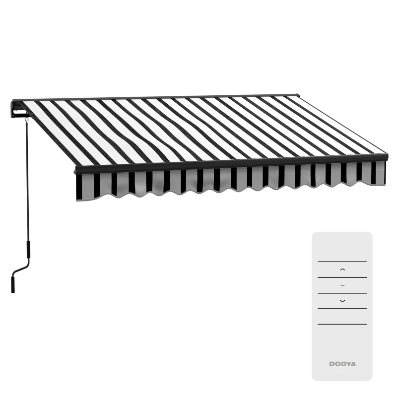 Outsunny Sonnenmarkise Markise Terrassenmarkise, wetterbeständig, 1 Handkurbel, 295 x 250 x 150 cm, Grau + Weiß