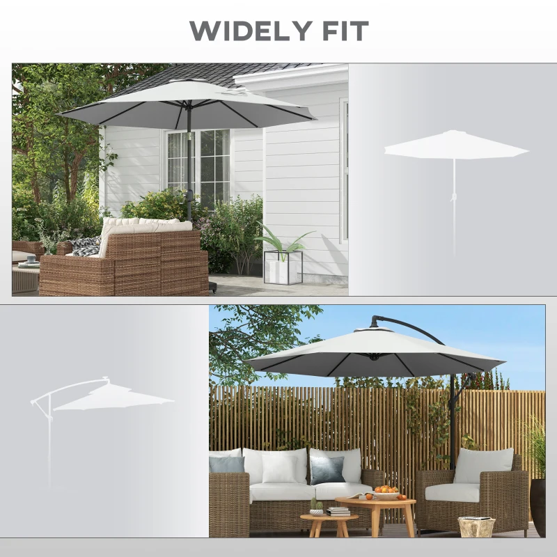 Outsunny Copertina de Rezerva pentru Umbrela, cu Priza de Aer, Rezistenta la UV si Apa, Ø295 cm, Alb