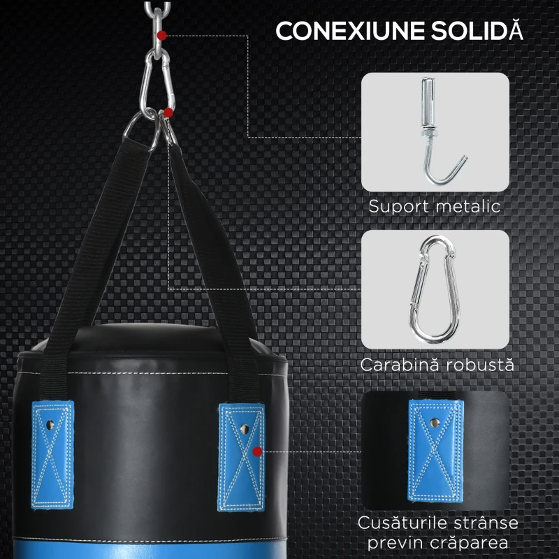 HOMCOM Set Sac de Box cu Mănuși, Cârlige și Geantă de Transport, Ø25x102 cm, Albastru