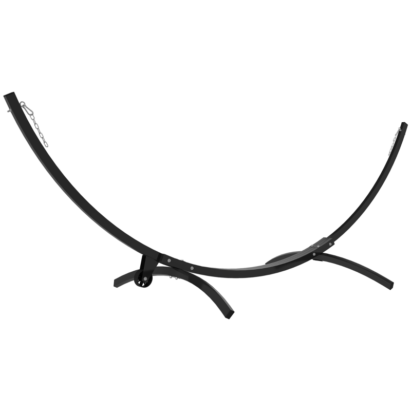 Outsunny Support de hamac en métal avec roues, pied de hamac charge maximale 150 kg avec chaînes crochets 337 x 118 x 118 cm noir