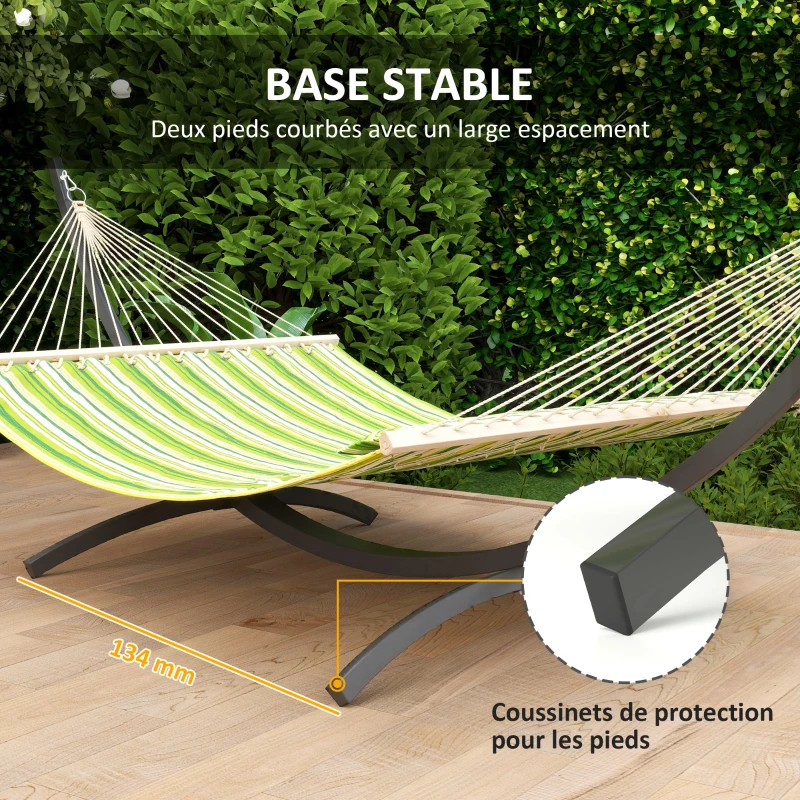 Outsunny Support de hamac en métal avec roues, pied de hamac charge maximale 150 kg avec chaînes crochets 337 x 118 x 118 cm noir
