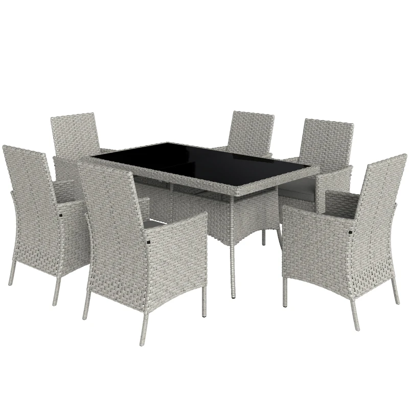 Outsunny Seven-Piece Rattan Dining Set - Grey