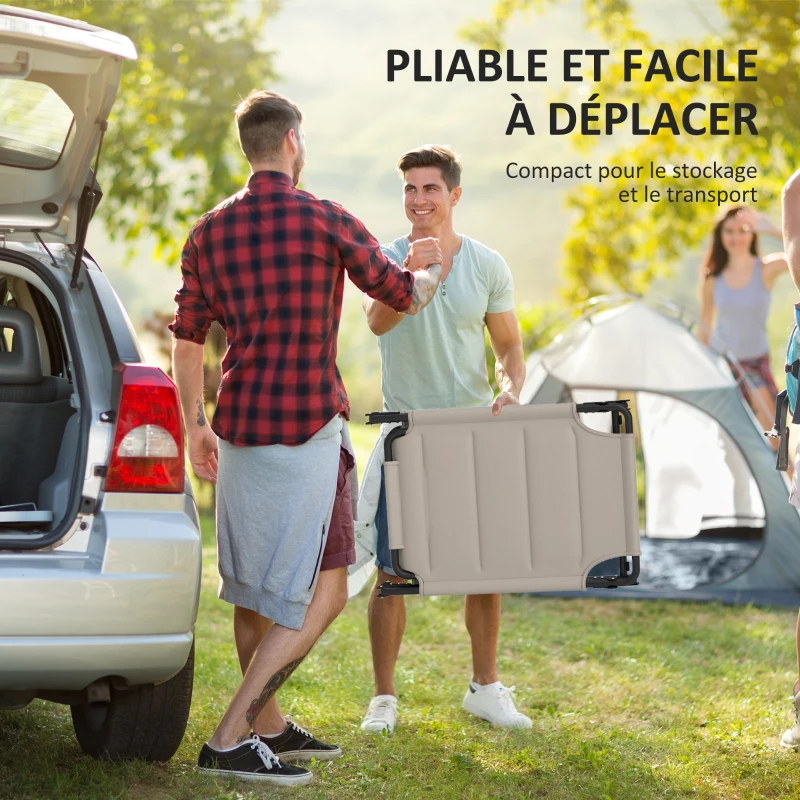 Outsunny Lot de 2 Bains de soleil transats pliables grand confort dossier pare-soleil réglables multi-positions, kaki