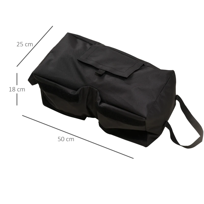 Outsunny Set 2 Baze pentru Umbrelă cu Sac Reîncărcabil cu 50 kg de Nisip, Mânere și Lopată, 50x25x18 cm, Negru