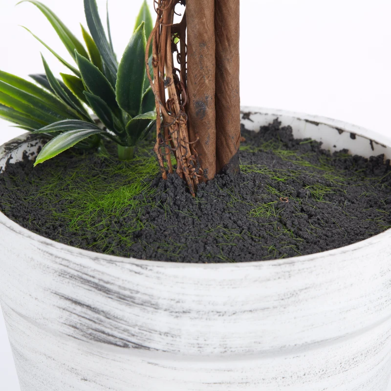 HOMCOM Set 2 Plante Artificiale Sferice cu Flori de Lavandă şi Vas, Ø24x60 cm, Verde