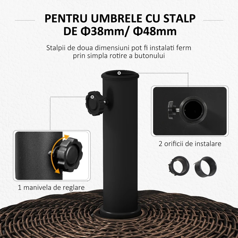 Outsunny Bază pentru Umbrelă de Grădină Rotundă cu 4 Roți și Frâne, Ø52x41 cm, Bronz