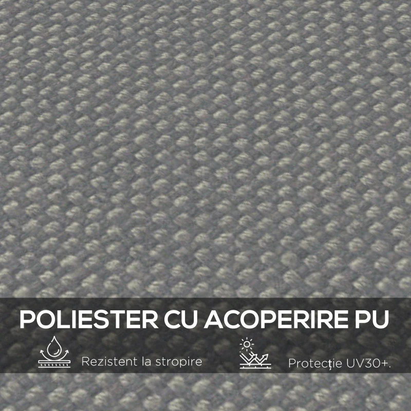 Outsunny Copertină de Rezervă pentru Pergolă cu 16 Orificii de Scurgere, Cârlige şi Inele, 297x 297 cm, Gri Închis