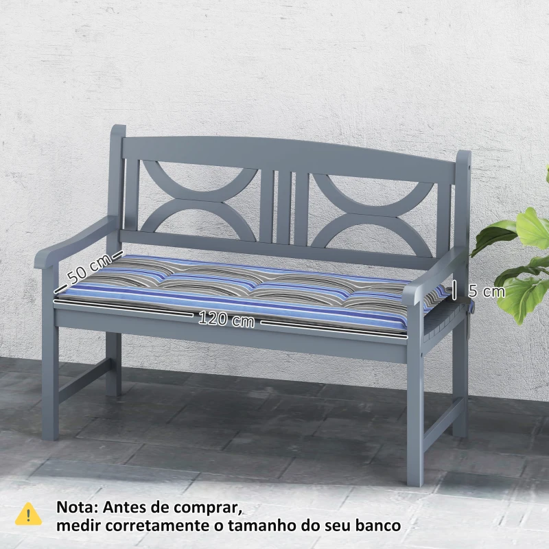 Outsunny Conjunto de 2 Almofadas para Banco de Jardim de 2 Lugares 120x50x5 cm Almofadas Retangulares  Impermeáveis Multicor