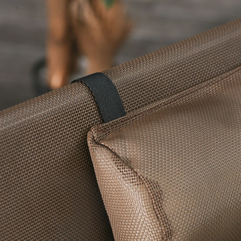 Outsunny Espreguiçadeira dobrável e reclinável de jardim com apoio de cabeça e encosto ajustável em 5 níveis Tecido textilene respirável 182x56x24,5 cm marrom