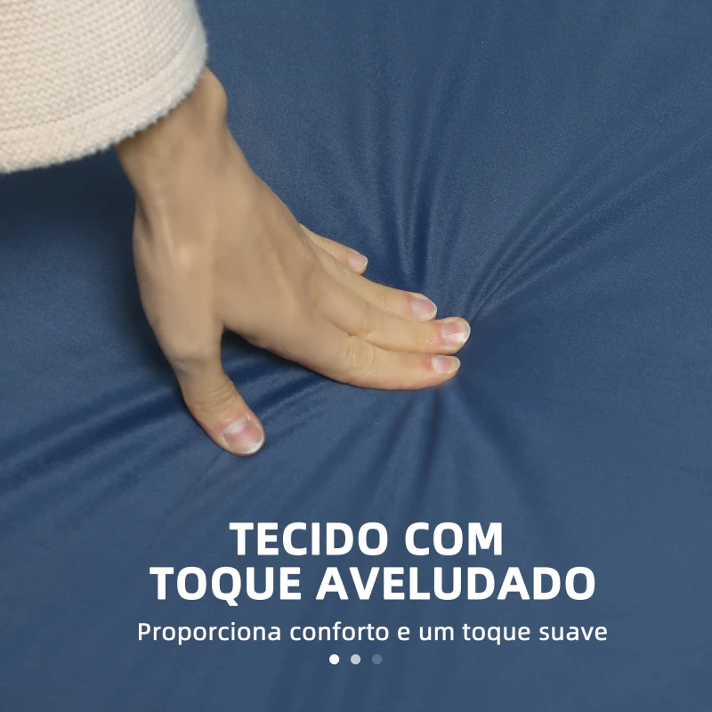 HOMCOM Sofá de 3 Lugares Estofado em Veludo com 2 Almofadas Apoio para os Braços e Pés Dourados 194,5x76x76 cm Azul Marinho