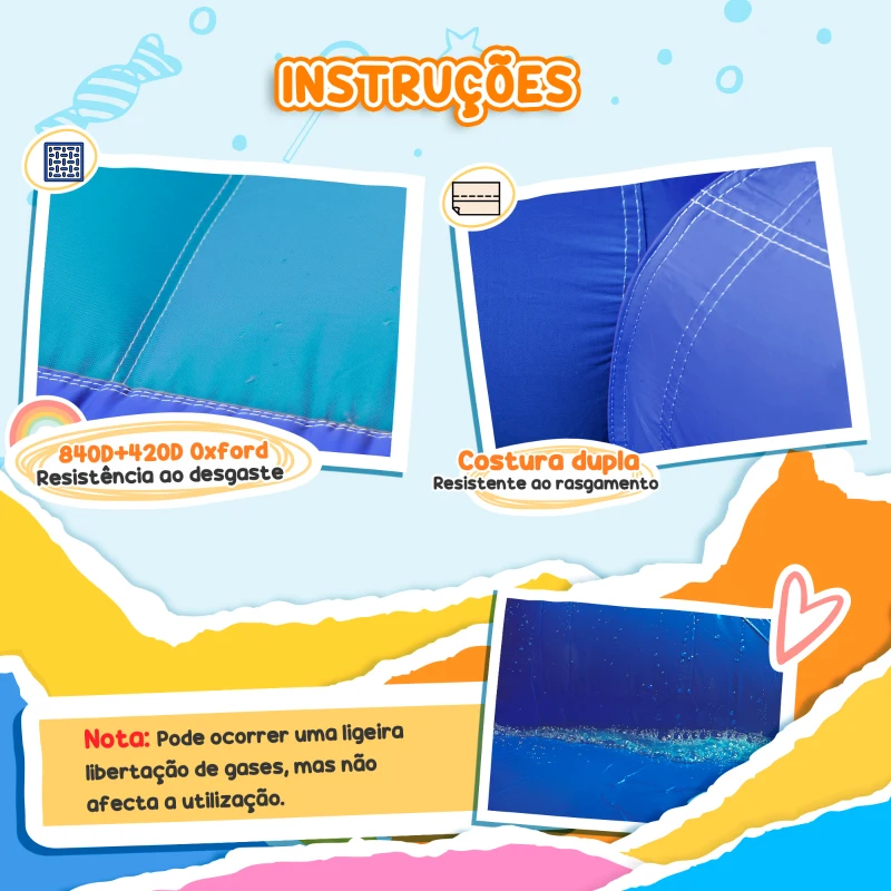 AIYAPLAY Castelo Insuflável com Insuflador 5 em 1 com Escorrega Piscina  Parede de Escalada e Canhão de Água 360x250x195 cm Multicor