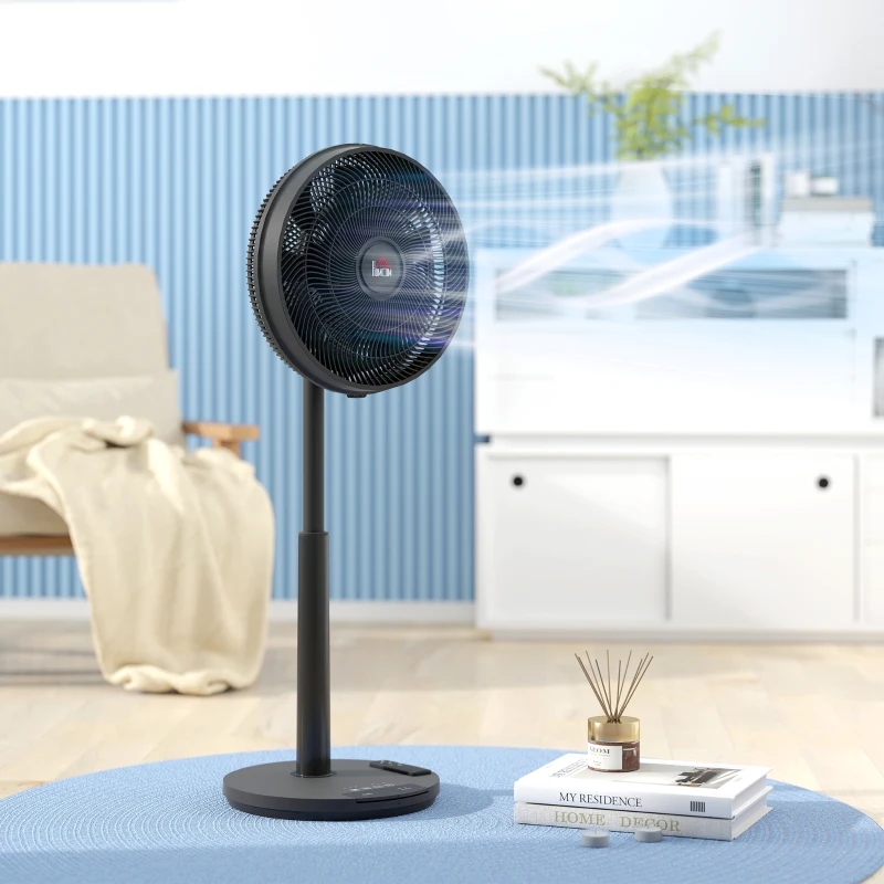HOMCOM Pedestal Fan with Oscillating, Tilt, Adjustable Height, Black