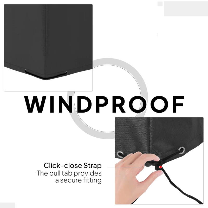 Outsunny 600D Oxford Outdoor Garden Furniture Sofa Set Cover, Waterproof Anti-UV Rattan Sun Lounger Protection Protector Cover, 275L x 205W x 90Hcm, Black