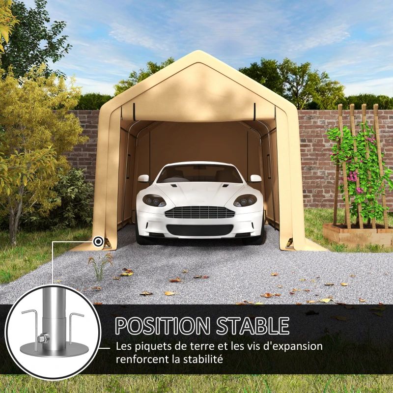 Outsunny Carport tente de garage 3 x 5,2 m, abri voiture extérieur carport pour voiture avec porte enroulable amovible jaune