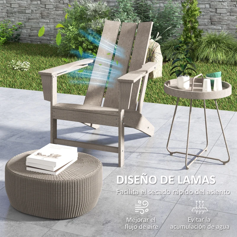 Outsunny Silla de Jardín Adirondack con Asiento Extra Ancho Carga 120 kg para Patio Terraza Balcón 75x83x90 cm Gris Oscuro