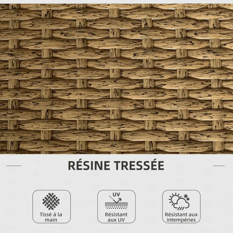 Outsunny Salon de jardin d'angle 4 pers. 3 pièces avec 1 table basse coussins grand confort inclus résine tressée crème