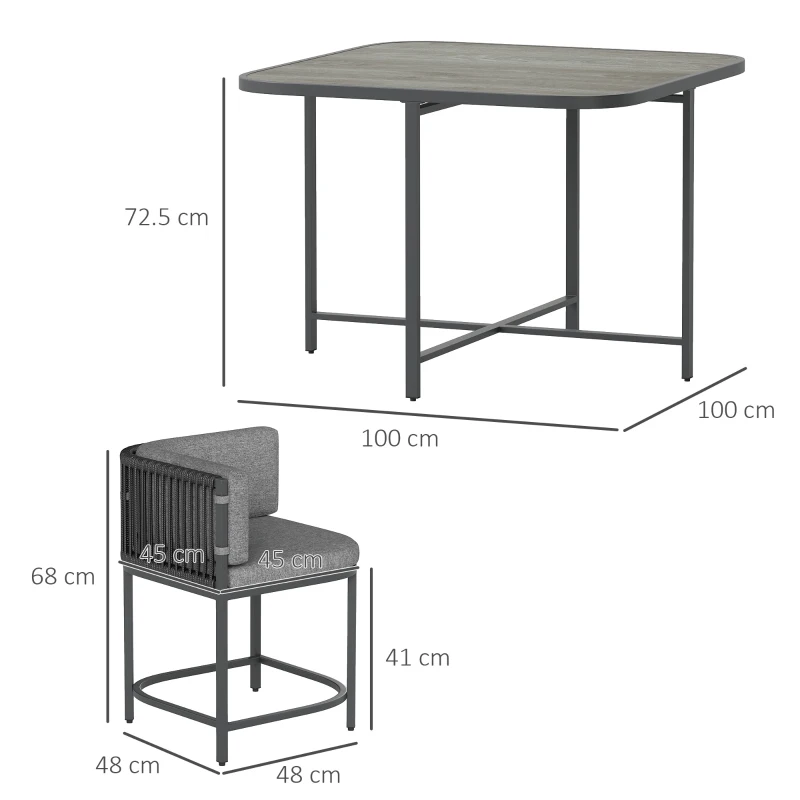 Outsunny 4-Seater Rattan Cube Garden Furniture Set with Cushions - Charcoal Grey