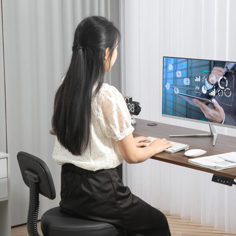 HOMCOM Scaun Rotativ la 360° și Reglabil pe Înălțime cu Suport pentru Picioare, 52x52x78-92 cm, Negru