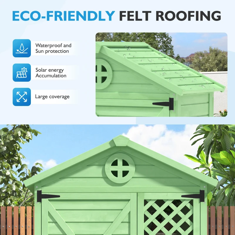 Weatherproof Fir Wood Tool House with Ventilation, Stable Construction, Outdoor Wood Garden Storage Shed, 90L x 56.5W x 175.5H cm, Green