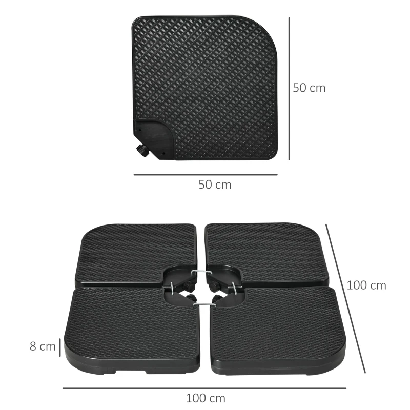 Outsunny Baza pentru Umbrela de Gradina, 100x100x8 cm, Negru