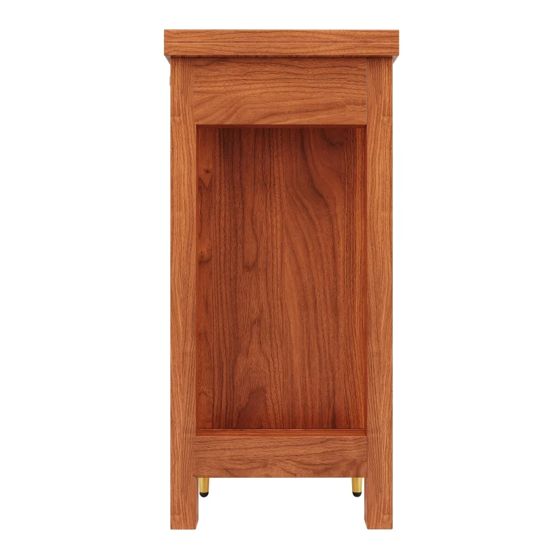 360° Rotating Bar Table with Expandable Design, Open Shelf, Rattan Door, Storage Cabinet for Kitchen, Living Room, 187L x 80W x 76H cm, Brown