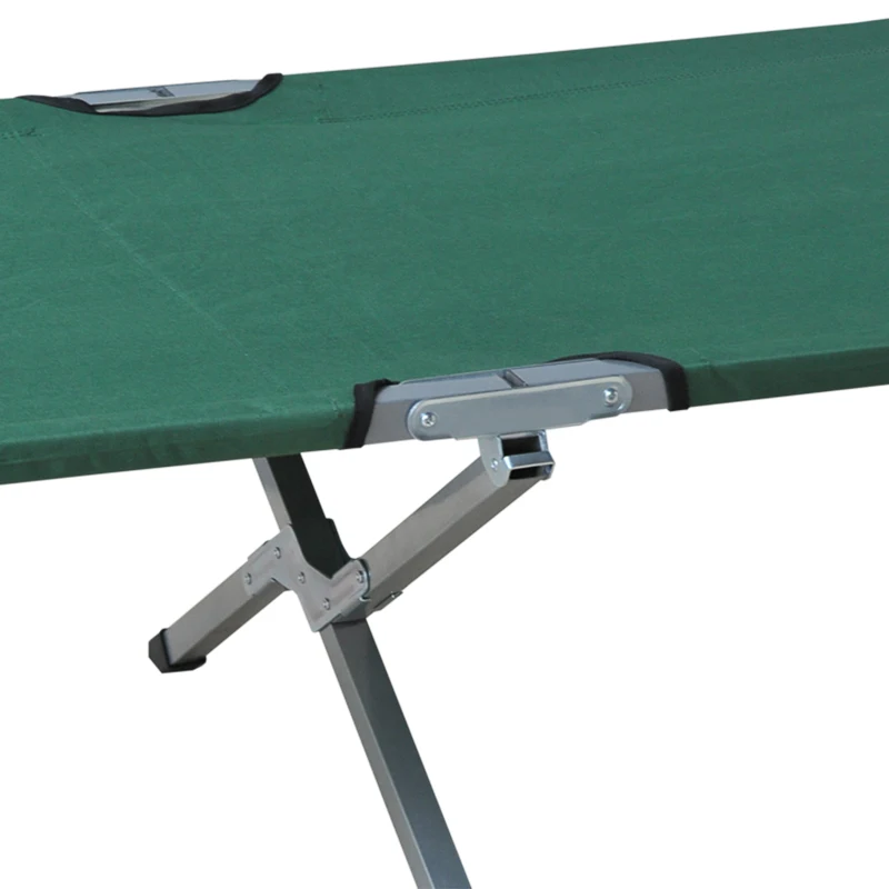 Outsunny Lit de camp lit d'appoint pliable 193 x 64 x 40 cm avec sac de transport polyester Oxford métal vert et gris
