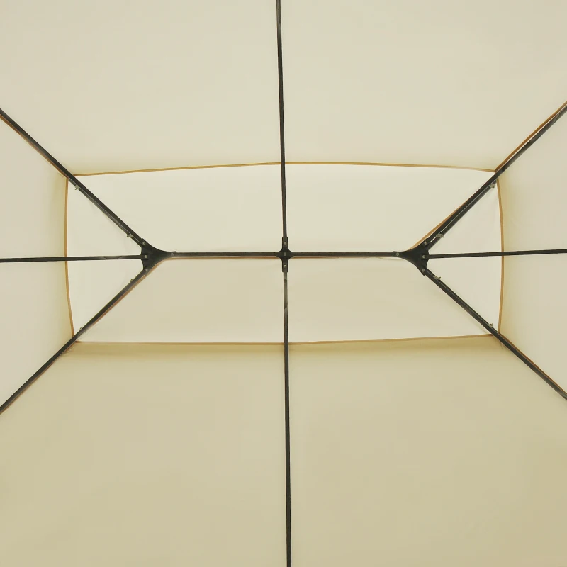 Outsunny Gazebo de Exterior 3x4 m con Paredes Laterales Doble Techo 6 Puertas con Cremallera y 8 Orificios de Drenaje Crema