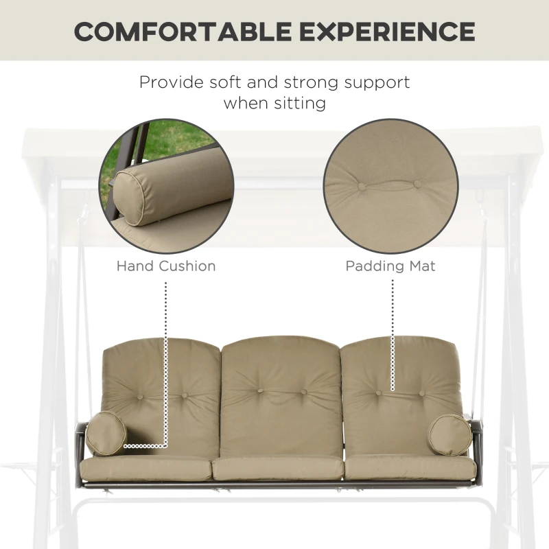 Outsunny 2-zits schommelstoel met luifel en kussen metaal bruin