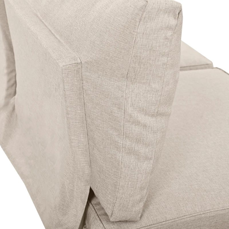 Elegant Outdoor Garden Lounge Set with Wooden Table, Thick Cushions, L-Shaped Corner Sofa for 4 People, 145L x 60W x 80H cm, Beige