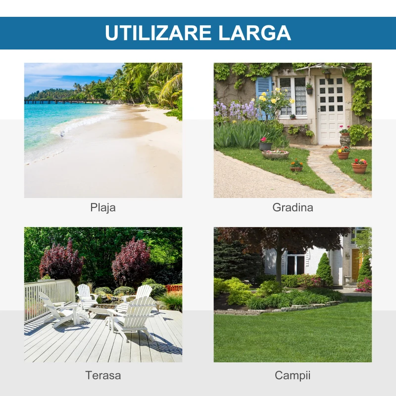 Outsunny Cort de Plajă cu Ferestre și Uşă cu Fermoar, 220x173x120 cm, Albastru