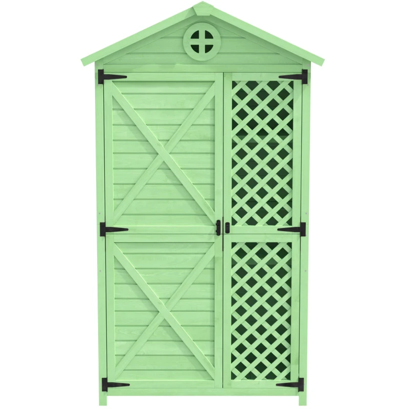 Weatherproof Fir Wood Tool House with Ventilation, Stable Construction, Outdoor Wood Garden Storage Shed, 90L x 56.5W x 175.5H cm, Green