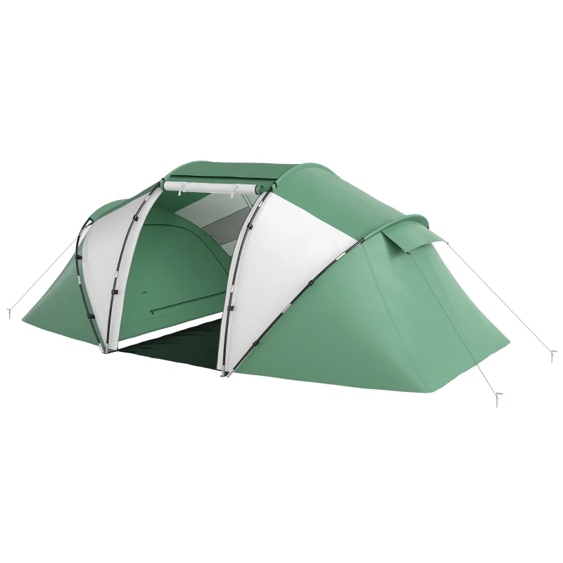 Outsunny 4-6 Man UV Protection Camping Tent - Green and White