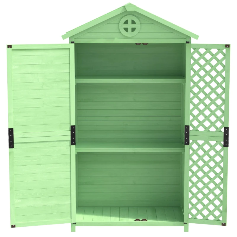 Weatherproof Fir Wood Tool House with Ventilation, Stable Construction, Outdoor Wood Garden Storage Shed, 90L x 56.5W x 175.5H cm, Green